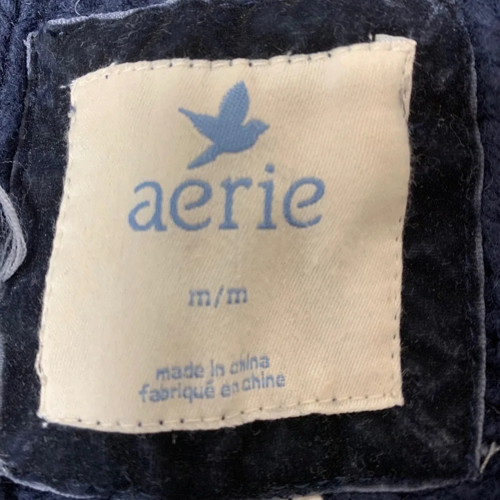 Aerie Cardigan Womens M Navy Blue Good Cable Knit Popcorn Bobble Wool Blend Swea